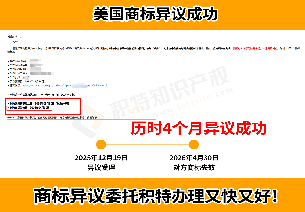 侵犯在先品牌权益、近似商标抢注，发起美国商标异议维权